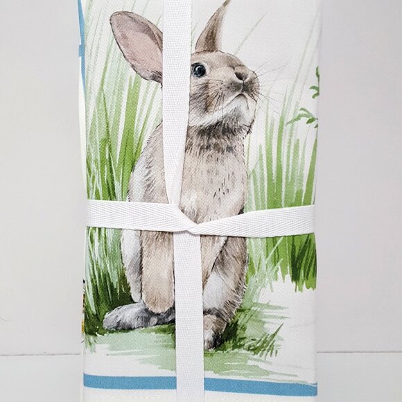 NEW RARE Williams Sonoma Set of 4 Floral Meadow Easter Bunny Napkins 20" Square - Picture 2 of 3